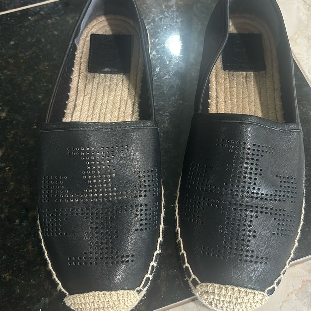 Black Tory Burch espadrille flats shoes size 8 New without box